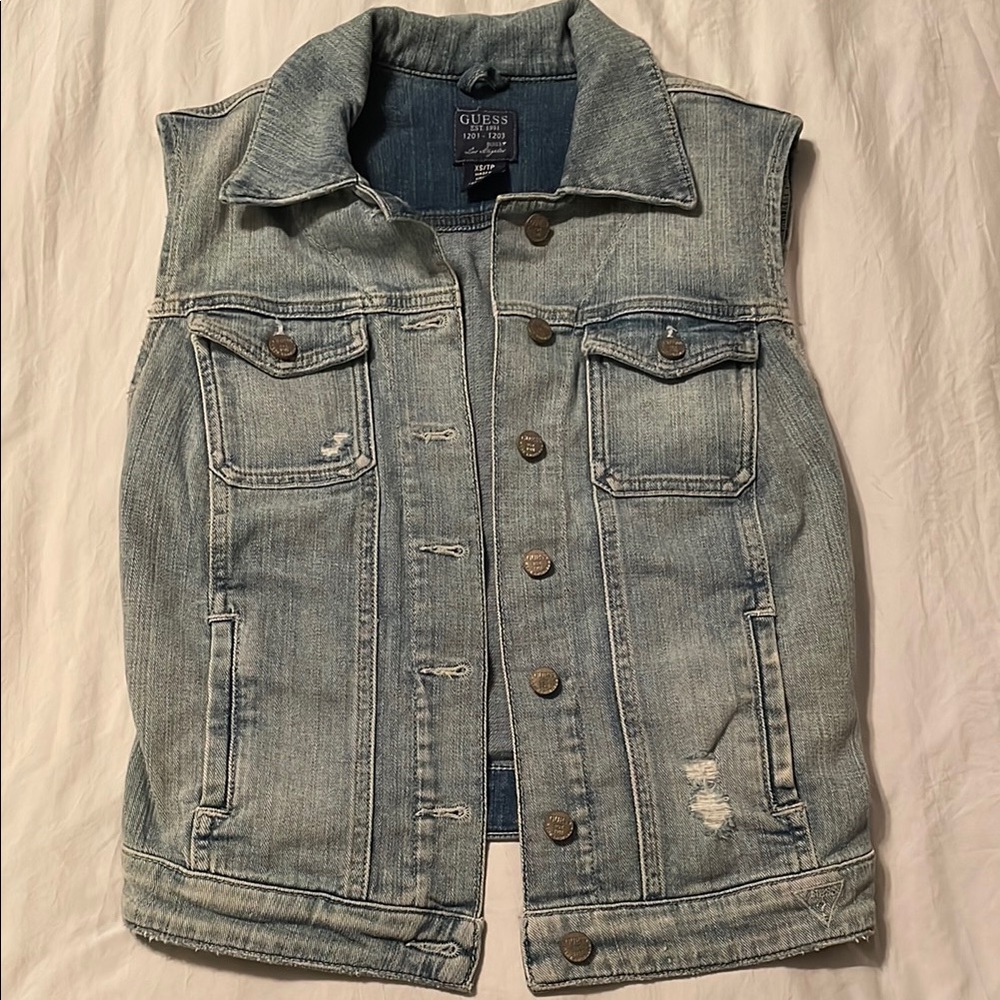 Guess Light Blue Denim Vest